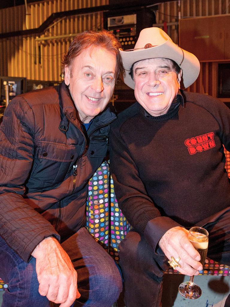 Healey (left) with former co-star, Molly Meldrum. Picture: Mark Stewart