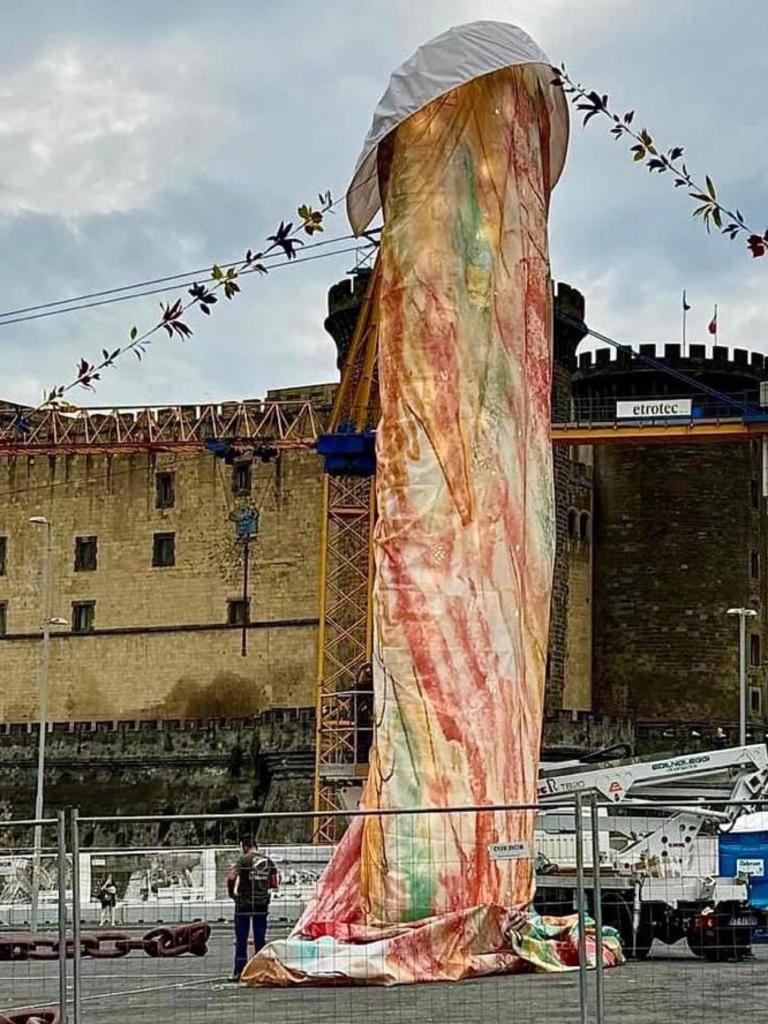 Naples mayor Gaetano Manfredi was forced to defend the sculpture. Picture: Jam Press