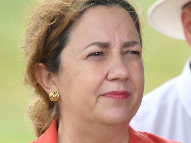 Premier Annastacia Palaszczuk and Chief Health Officer Dr John Gerrard at the Willows Sports Complex, formally known as 1300Smiles Stadium. Picture: Evan Morgan