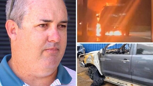 A man has narrowly escaped disaster after his car burst into flames on a Queensland highway. Picture: 7News/Channel 7