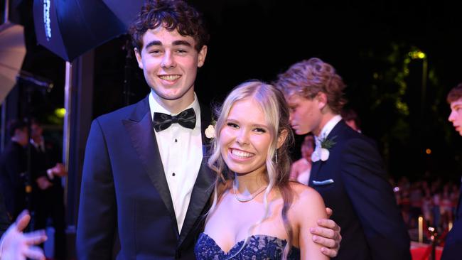 Baxter Rebgetz and Millie Grantley at the Emmanuel College class of 2025 formal at HOTA for Gold Coast at Large. Picture, Portia Large.