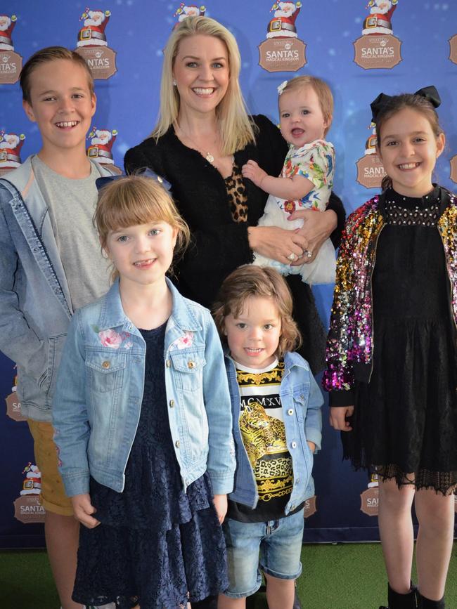 Lauren Newton and her children Sam, Lola, Monty, Perla and Eva. Picture: Fiona Byrne