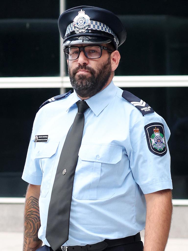 Senior Constable Brenden Blackford outside the inquest. Picture: Liam Kidston