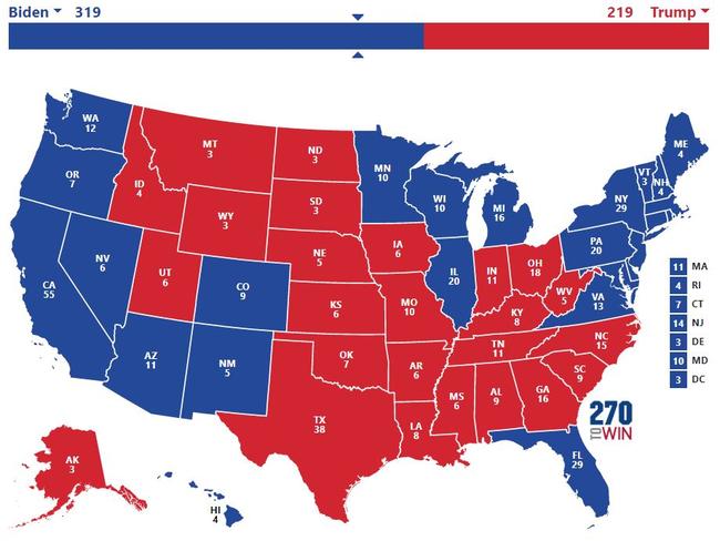 If the polls are correct, according to the RealClearPolitics average. Picture: 270toWin