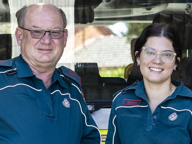 Sandgate Ambulance Station is celebrating its Centenary on November 5th.  Pictured is their older member and advance care paramedic 2, Craig Claassen and their youngest member and advance care paramedic 2, Rachel Morrow.