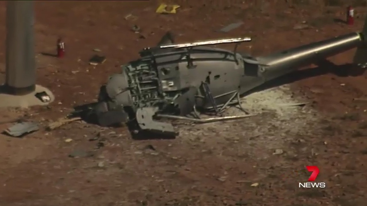 A pilot has died after a Woomera helicopter crash. Picture: 7 News
