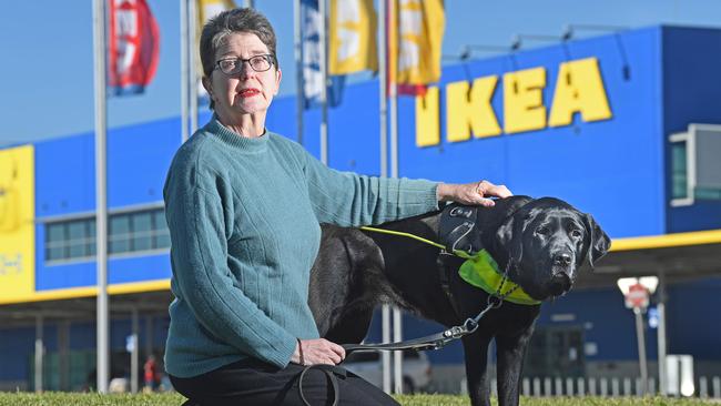 Staff at Adelaide’s Ikea store initially told blind Fulham Gardens woman Annette Holden that she could not enter with guide dog Molly. Picture: Tom Huntley