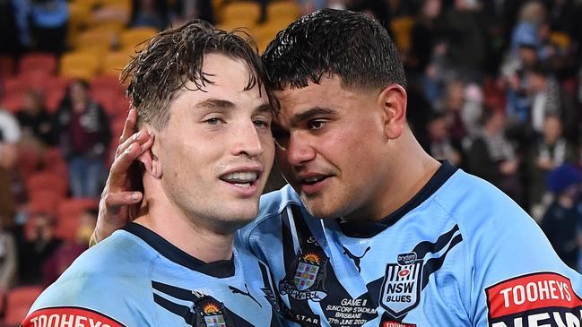 Cameron Murray (left) will be available for selection in game one of the State of Origin series. Picture: Bradley Kanaris/Getty Images