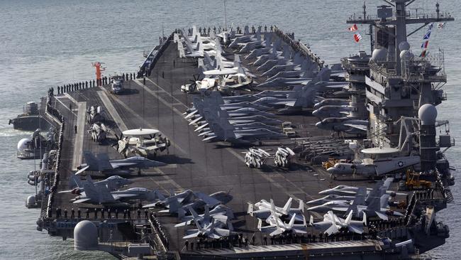 The nuclear-powered aircraft carrier USS Nimitz. Picture: AP