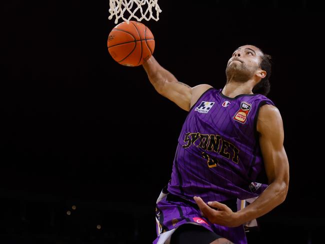 SYDNEY, AUSTRALIA - JANUARY 07: Xavier Cooks of the Kings shoots during the round 14 NBL match between Sydney Kings and Perth Wildcats at Qudos Bank Arena, on January 07, 2023, in Sydney, Australia. (Photo by Jenny Evans/Getty Images)