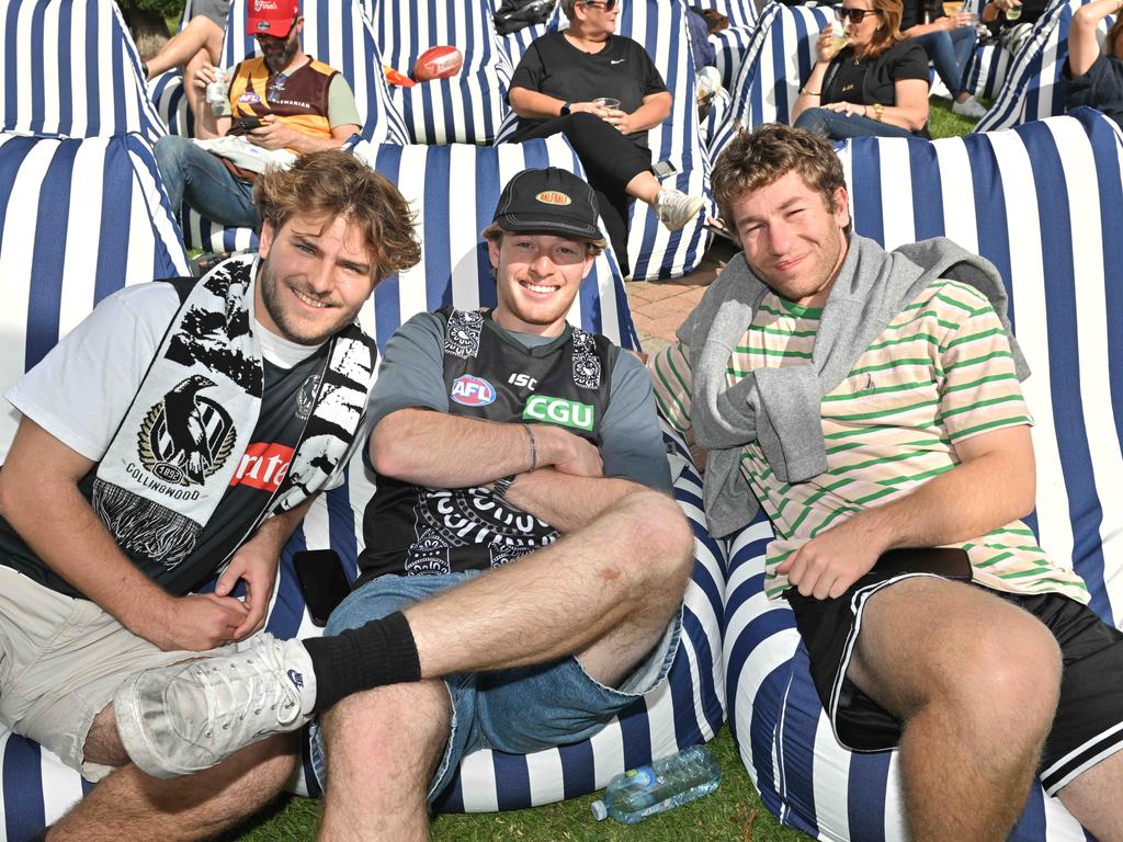 Footy fans enjoying the Norwood Food and Wine Festival on Sunday. Picture: Brenton Edwards