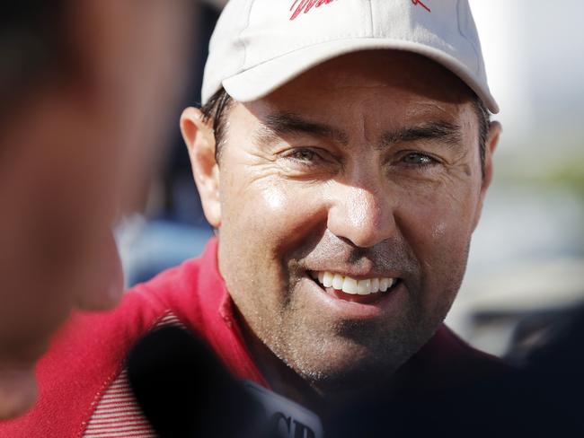 Mark Richards in Hobart. Wild Oats XI skippered by Mark Richards sails up the River Derwent on her way to a 9th line honours victory in the 2018 Sydney to Hobart Yacht Race. The yacht crossed the line in 1d 19hrs 7mins 21secs . Picture: RICHARD JUPE