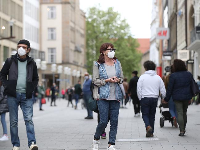 More people have been out and about in Germany. Angela Merkel announced plans to ease the country’s current lockdown. Picture: Getty Images