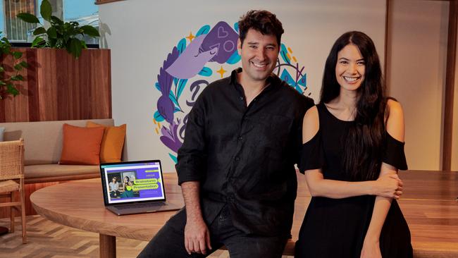 Canva founders Melanie Perkins and Cliff Obrecht in Sydney. Photo by Max Doyle