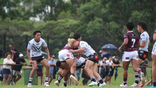 Siosaia Poese. Connell Cup under-17s action between the Souths Logan Magpies and Burleigh Bears. Saturday February 10, 2024.