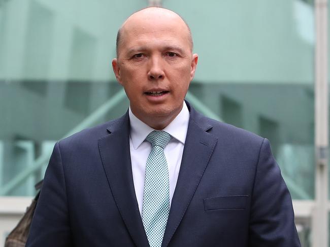 Peter Dutton holding a press conference at Parliament House ion Canberra. Picture Kym Smith