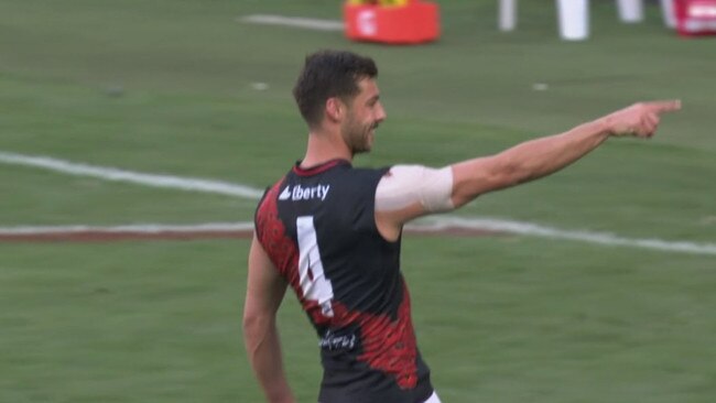 Kyle Langford had the last laugh. Photo: Fox Footy.