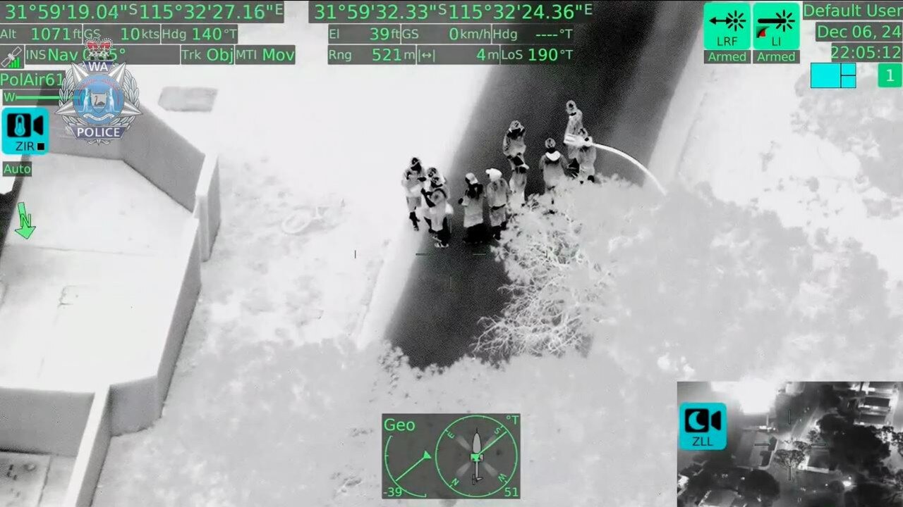 Police air-wing footage of youths on Rottnest Island. Picture: WA Police