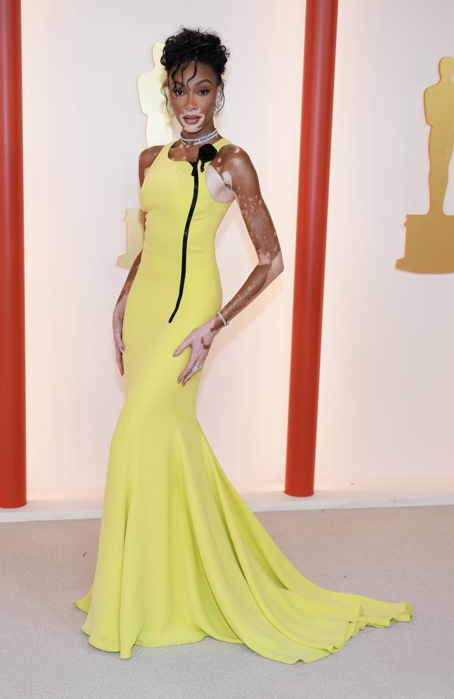 Winnie Harlow wears Armani Prive s/s 05 couture at the 95th Annual Academy Awards. Picture: Getty Images