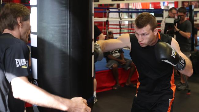Jeff Horn training in Las Vegas at the gym of Kevin Barry. Picture: Peter Wallis