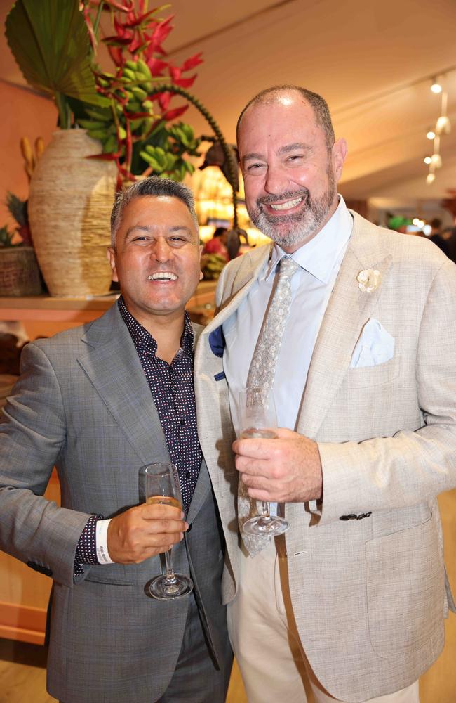 Robin Mainali and Shaine Beveridge at the Magic Millions Race Day 2025 at Gold Coast Turf Club for Gold Coast at Large. Picture, Portia Large.