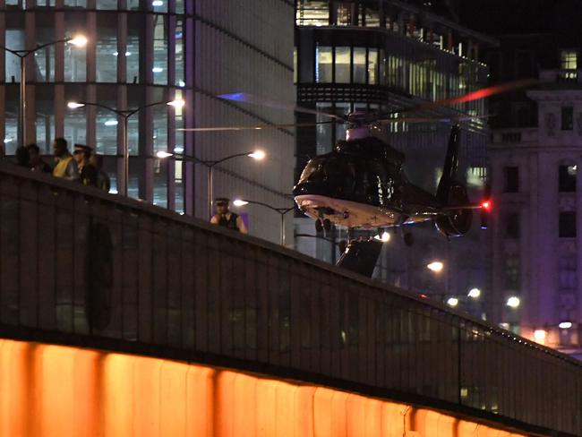 Members of the counter-terrorism squad within the SAS were dropped on to London Bridge by their unmarked dark blue helicopter. Picture: AFP