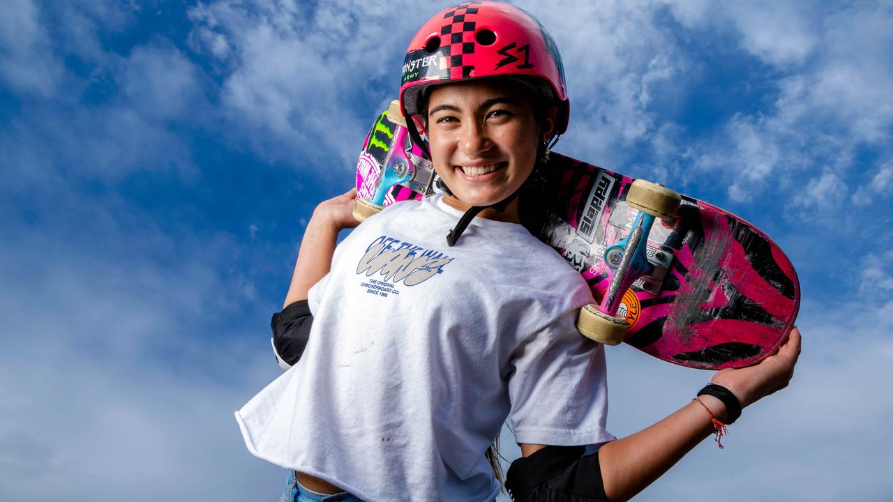 Olympic Gold Medallist Arisa Trew at Elanora Skate park earlier this year - Picture: Richard Walker