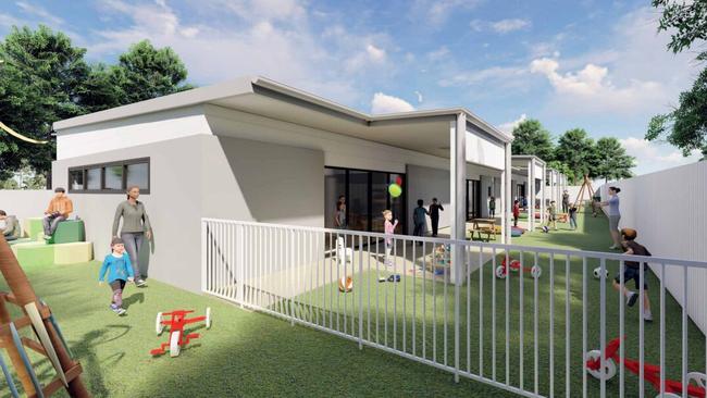 The proposed childcare would have a gross floor area of 881sqm and be an L-shaped building, opening up to a large outdoor space for children’s activities. Picture: Contributed