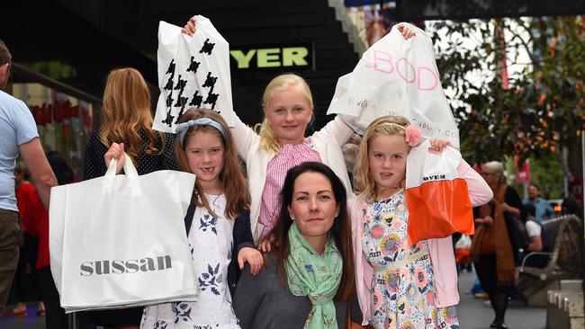 Nadine Stanton with her children Ruby, 6, Matilda, 9, and Maggie, 6, from Cadello. Picture: Josie Hayden