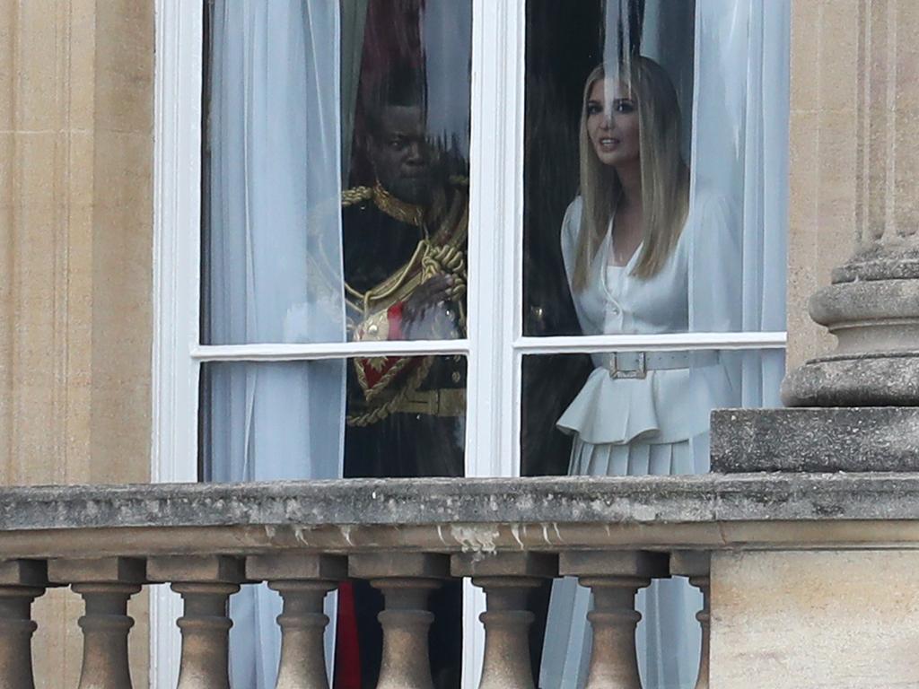 Ivanka Trump looks out of the window at Buckingham Palace as Mr Trump and First Lady Melania arrived. Picture: Chris Jackson/Getty Images