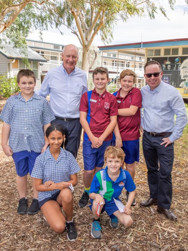 (Back from left) Dragan, Richard Goyder, Charles, Banjo, Alan Joyce. (Front from left) Faria, and George. Picture: Supplied