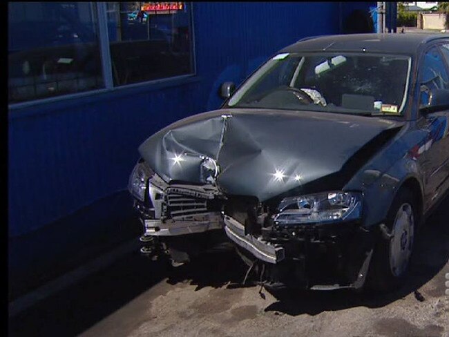 The American crashed his black Audi rental car while visiting Australia. Picture: Channel Nine