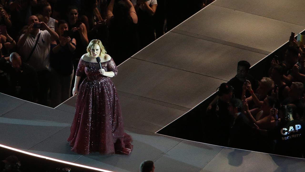 Adele performs at Brisbane’s The Gabba during her 2017 Australian tour. Picture: Jack Tran