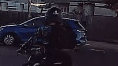 Police are looking for the rider of a motorcycle who crashed into another vehicle and then fled the scene.