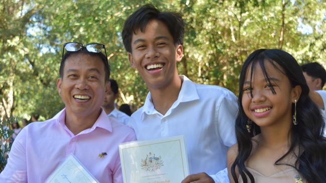 CONGRATS GUYS: Juanito, John and Sarah Custorio received their Australian citizenships on January 26, 2021. Picture: Sam Turner