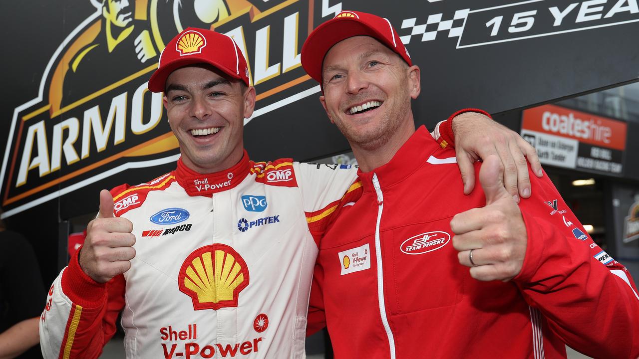 Scott McLaughlin and Alex Premat after the Bathurst Shootout. Picture: Robert Cianflone