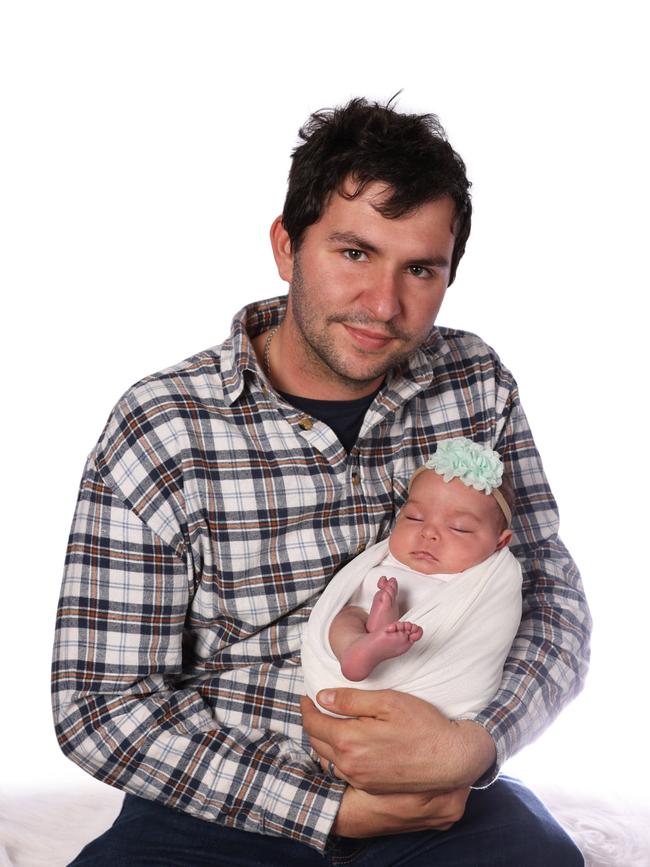 Liam Holland and baby Flicka (Supplied: Sophia Holland)