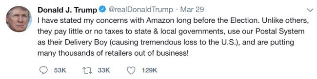 Trump has been targeting Amazon in his comments recently.