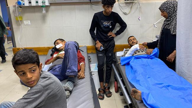 Palestinians injured during the incident at the aid centre are treated at the Nasser hospital in the southern Gaza Strip. Picture: AFP