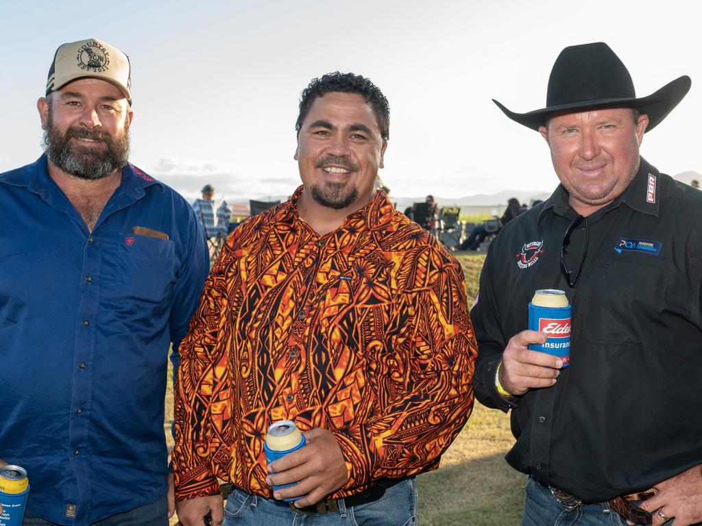 David Lisle, Shaun Pau and Jason Dittman at Gargett Rodeo Saturday 3 June 2023 Picture: Michaela Harlow