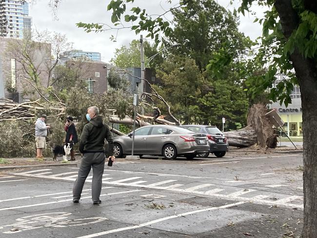 Storm damage in Port Melbourne. Picture: Dave @dtite67