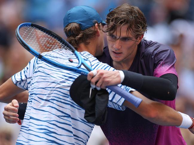 Alex de Minaur congratulates Jack Draper after their US Open quarter-final. Picture: Sarah Stier/Getty Images