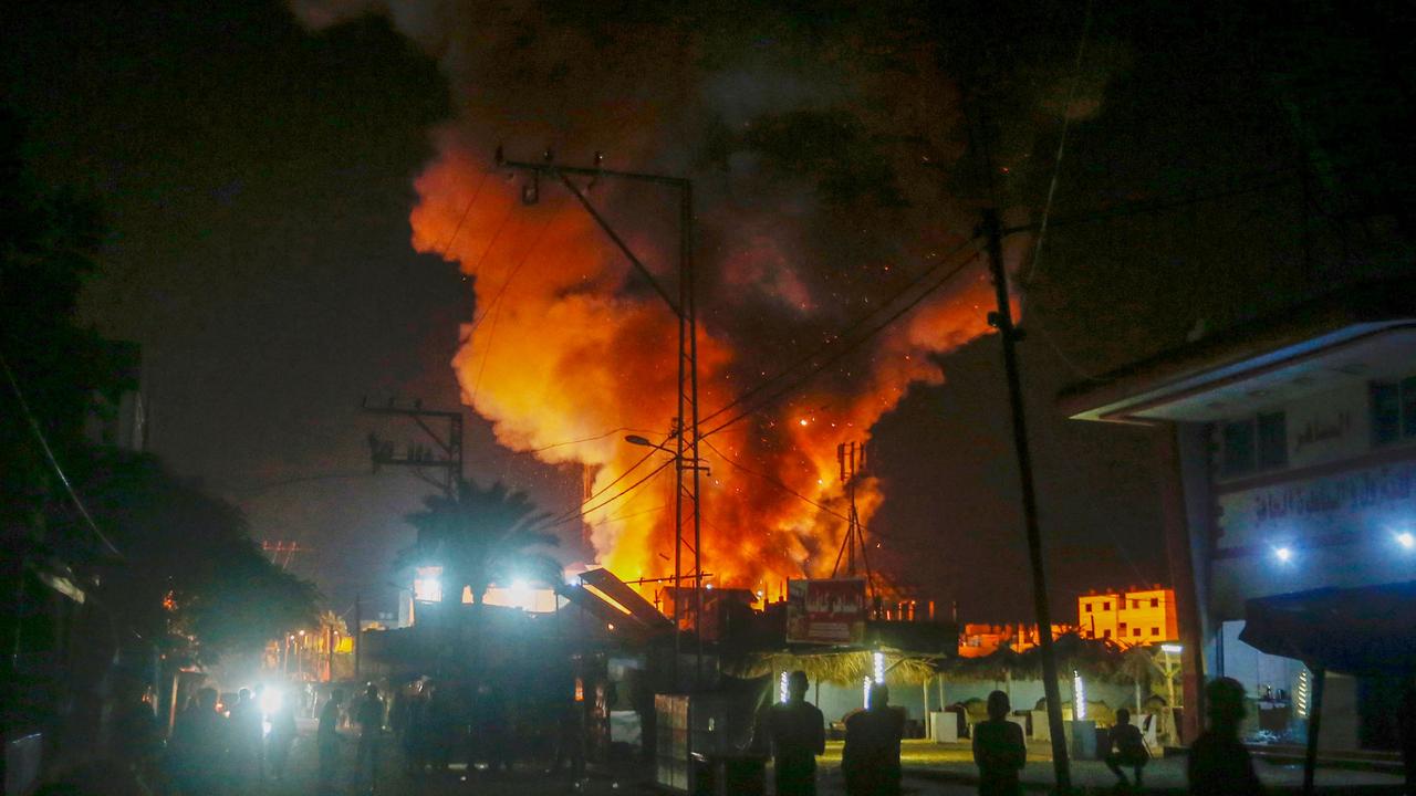 Smoke rises from the hospital. Picture: UNRWA/AFP