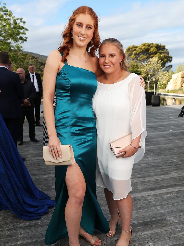 Charlotte Chambers and Shakira Bowe. St Mary's College leavers dinner at Glen Albyn Estate Taroona. Picture Nikki Davis-Jones