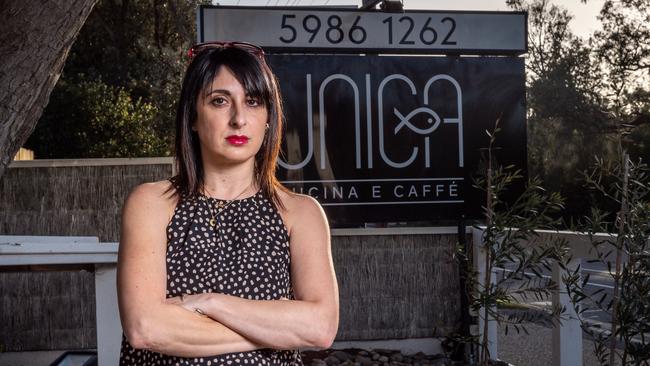 Unica Cucina e Caffe restaurant owner Michelle Loielo is taking the Victorian government to court over lockdown restrictions. Picture: Jake Nowakowski