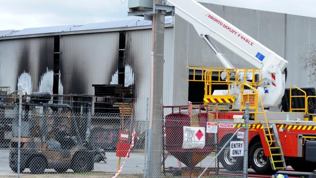 Damage from the massive fire is evident today. Picture: Andrew Henshaw