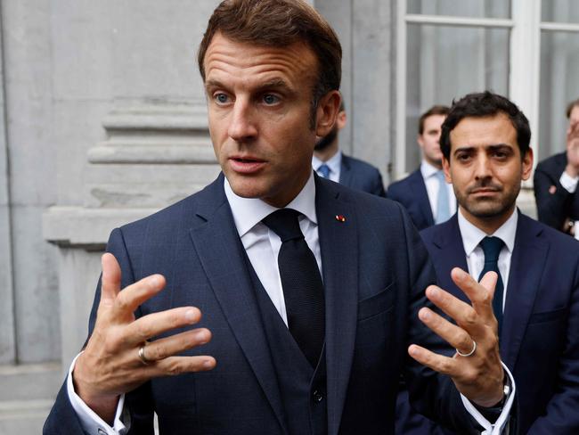 French President Emmanuel Macron said he hoped Britain returned to “political stability”. Picture: AFP