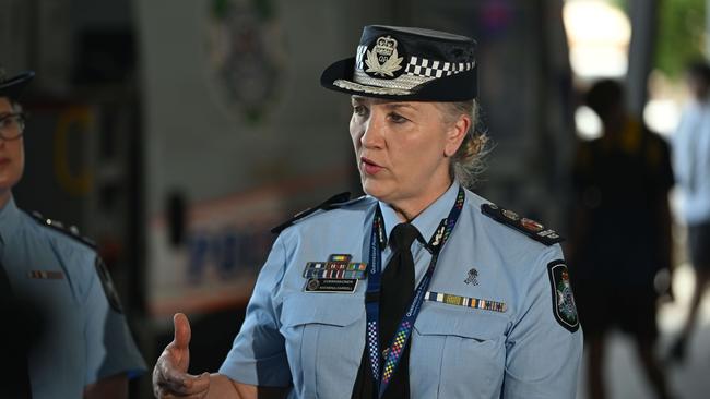 Police Commissioner Katarina Carroll at Town Square Redbank Plains Shopping Centre after the death of Vyleen White. Picture: Lyndon Mechielsen