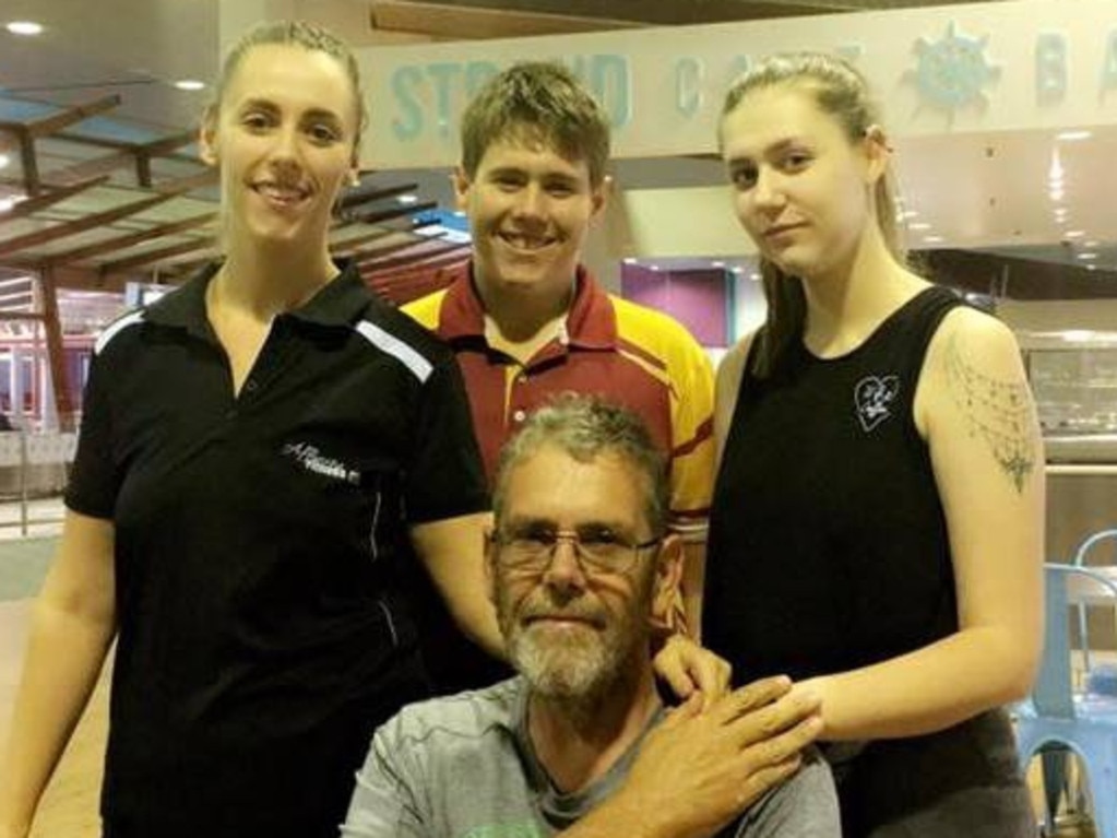 Walter Newton senior (front) with his children Maddie, Walter and Alex.