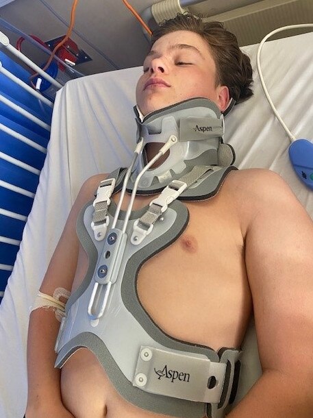 Elliott Senior, aged 15, fractured two vertebrae in his cervical spine (his neck) which could have resulted in quadriplegia.